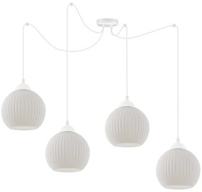Závesné svietidlo Riffle Round Spider, 4x biele sklenené tienidlo, w