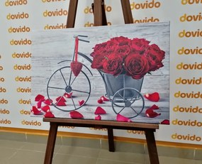 Obraz bicykel plný ruží - 120x80