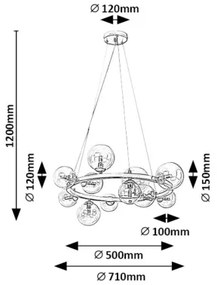 Rabalux 71300 - Luster na lanku ASLOV 11xG9/28W/230V