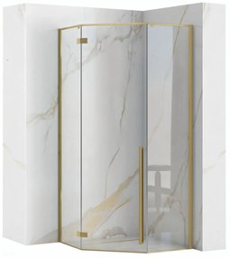 Rea Diamond, päťuholníkový sprchový kút 100 x 100 cm, 6mm číre sklo, zlatá matná, REA-K5684