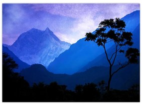 Sklenený obraz - Nočné nebo v Nepále (70x50 cm)