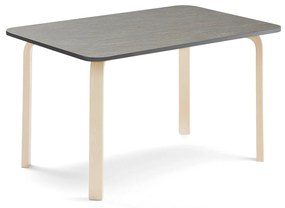 Stôl ELTON, 1200x600x640 mm, linoleum - tmavošedá, breza