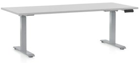 Výškovo nastaviteľný stôl OfficeTech D, 180 x 80 cm, sivá podnož, svetlo sivá