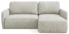 Krémová ženilková rozkladacia/s úložným priestorom rohová pohovka (pravý roh/s leňoškou) Lilo – Makamii