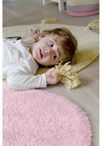 Žltý prateľný ručne tkaný bavlnený detský koberec ø100 cm You're My Sunshine – Lorena Canals