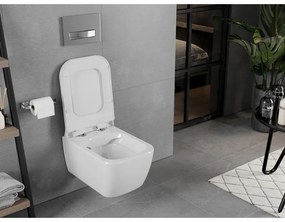 Mexen ELIS Rimless misa závesná so sedátkom voľne-padajúcim, 52 x 34,5 cm, biela, 30910700