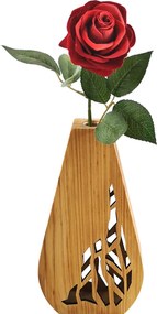 AMADEA Drevená váza v tvare oblého trojuholníka s prerezaným motívom, masívne drevo, výška 23 cm
