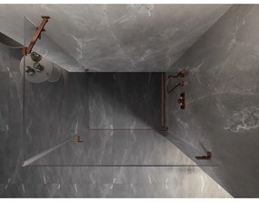 Mexen Lunar-B, pravostranný výklopný sprchový kút 85 x 70 cm, 8mm číre sklo, profil ružové zlato, 832-085-070-60-00-P
