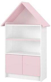 Detský domčekový úložný regál - BEZ MOTÍVU - ružový
