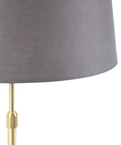 Stolová lampa zlatá / mosadz s ľanovým odtieňom sivá 35 cm - Parte