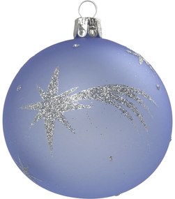 Bella Rose Sklenená vianočná ozdoba Guľa Svetlomodrá Mat Kométa