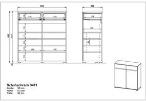 Skrinka na topánky v dekore buka so zásuvkami Lissabon - Germania
