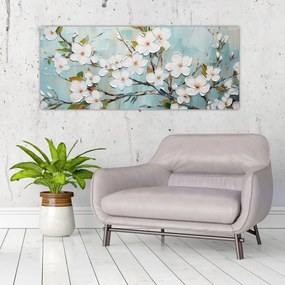 Obraz - Maľba, kvitnúce vetvy stromu (120x50 cm)