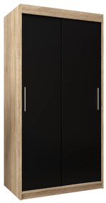 Šatníková skriňa 100 cm Toki (Dub sonoma + Čierna matná). Akcia -50%. Vlastná spoľahlivá doprava až k Vám domov. 1064801