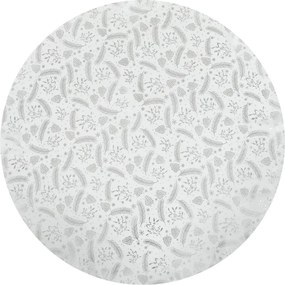 Vianočný okrúhly obrus Perie a šišky 140 cm, strieborný