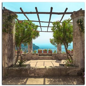 Obraz na plátne - Staroveká záhrada na morskom pobreží - štvorec 3249A (50x50 cm)