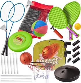 KIK Športová sada 5v1 pre deti: bedminton, basketbal, volejbal, tenis, frisbee