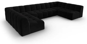 Čierna zamatová rohová pohovka (do "U") Kendal - Micadoni Home