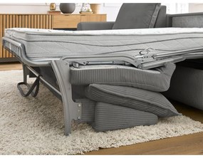 Sivá menčestrová rozkladacia rohová pohovka (variabilná) Augustin – Bobochic Paris