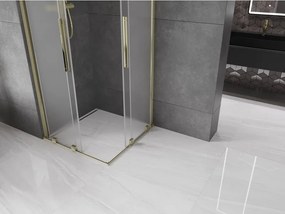 Mexen Velar Duo, sprchový kút s posuvnými dverami 80 x 80 cm, 8mm sklo námraza, zlatá lesklá, 871-080-080-32-50