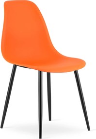 Súprava 4 ks pomarančových stoličiek OSAKA s čiernymi nohami