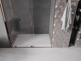 Mexen Velar, posuvné dvere do otvoru 130x200 cm, 8mm číre sklo, ružové zlato, 871-130-000-01-60