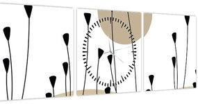 Obraz - Grafická lúka N⁰2 (s hodinami) (90x30 cm)