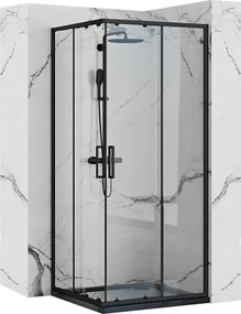 Štvorcový sprchový kút REA PUNTO 80x80 cm, chróm/transparent + vanička Savoy biela