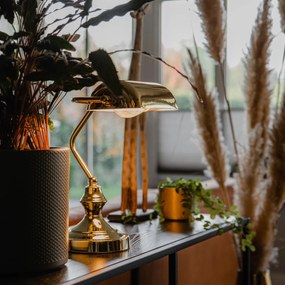 Klasická stolná lampa/notárska lampa mosadz - Banker