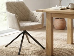 Otočná jedálenská stolička Patti, béžová látka%