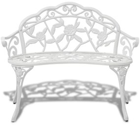 vidaXL Záhradná lavička 100 cm, odlievaný hliník, biela