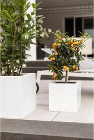 Kvetináč BLOCK, sklolaminát, 30x30x30 cm, biely mat