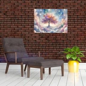 Sklenený obraz – Strom života v oblakoch (70x50 cm)