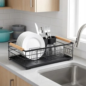 VILDE Odkvapkávač na riad čierny VILDE, 43 x 28,5 x 14,5 cm