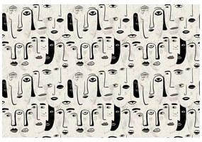 Samolepiaca tapeta abstraktné čiernobiele tváre