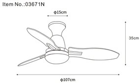 Globo 03671N - LED Stm. stropný ventilátor GALE LED/22W/230V 3000/4500/6000K +DO
