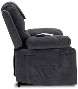 Masážne kreslo s funkciou vstávania MARCOS tmavosivé