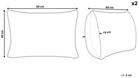 Sada 2 vyšívaných dekoratívnych vankúšov so vzorom 40 x 60 cm viacfarebná MAJRA Beliani