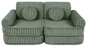 MeowBaby® Churros detská pohovka Plus, Olive Sage Green