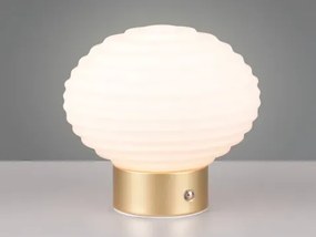 LED stolná lampa nabíjacia Earl 14 cm, biele sklo%