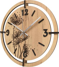 Nástenné hodiny s motívom púpava | LOTI: HDF - Javor 30 cm 4811-115544 HDF0706-ruky-silver