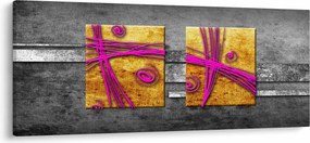 Obraz farebných štvorcov na čiernom pozadí (120x50 cm)