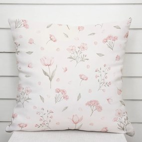 Biante Bavlnená obliečka na vankúš Sandra SA-741 Ružové jarné kvety na bielom 35 x 45 cm