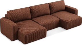 Menčestrová rozkladacia/s úložným priestorom rohová pohovka v terakotovej farbe (do tvaru "U") Kona – Makamii