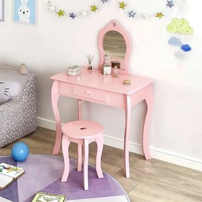 Veľký detský toaletný stolík so zrkadlom, Pink