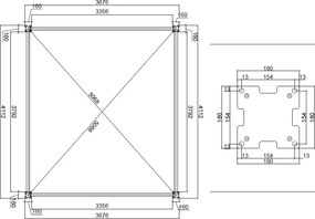 Bioklimatická pergola APEX 3,6x4 m, hliník - voľne stojaca