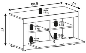 Botník Luna 90 cm dub Matera světlý/šedý