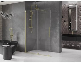 Mexen Velar, posuvné dvere do otvoru typ Walk-In 160 cm, 8mm číre sklo, zlatá matná, 871-160-000-03-55