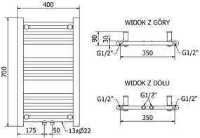 Mexen Mars, vykurovacie teleso 700x400 mm, 188 W, chrómová, W110-0700-400-00-01