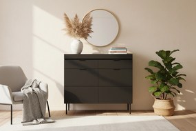 Komoda Sentia 105 cm s 2 zásuvkami - čierna / čierna